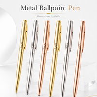 Stylos à bille rétractables en acier inoxydable avec logo personnalisé, excellent cadeau pour les entreprises, les bureaux, les étudiants, les enseignants, les mariages, pointe moyenne