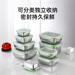 Stainless Steel Food Storage <b>Container</b> Rectangle Clip-On Lid Travel Use - Product Image 4