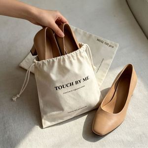 Sac à cordon en coton doux de luxe avec logo personnalisé, emballage cadeau réutilisable, pochette pour chaussures, accessoires de sac à main et protection contre la poussière - Product Image 3
