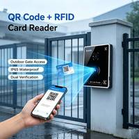 Venta al por mayor caja de metal QR RFID lector de tarjetas escáner Wiegand 26/34 lector de tarjetas de control de acceso para puerta de barrera
