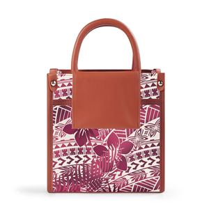 Women Customized Tote Bag Purple <strong>Gold</strong> Polynesian Tribal Print PU Custom logo Top Handle <strong>Small</strong> Square Crossbody Shoulder <strong>Handbag</strong> - Product Image 2