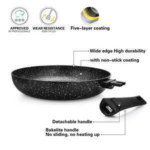 Poêle à frire antiadhésive en pierre Maifan de qualité supérieure Poêle à fond <span class=keywords><strong>plat</strong></span> en alliage d'aluminium Compatible avec la cuisinière à induction et à gaz - Product Image 3