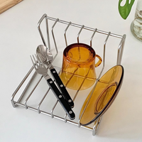 Rak piring Organizer Stainless Steel, rak piring 6 Slot, rak kering untuk lemari kabinet, Laci, pemegang piring, tutup panci dan talenan
