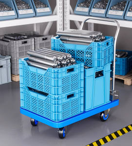 Black Blue Foldable Warehouse Cart <strong>Trolley</strong> Steel Handle Platform <strong>Hand</strong> <strong>Trolley</strong> Camping Cart <strong>Trolley</strong> Folding - Product Image 4