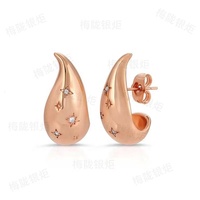 LOZRUNVE Boucles d'oreilles minimalistes en forme de dôme étoile porte-bonheur, en laiton plaqué or vermeil