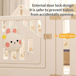 फील्डकिड्स बहुक्रियाशील डिजाइन सुरक्षा बच्चों प्लास्टिक इनडोर प्ले यार्ड मून खरगोश बाड़ घर के साथ बेबी प्लेपेन - Product Image 3