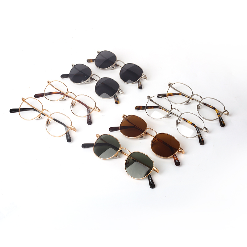 Retro Japanese Custom Logo Unisex Small Round Frame Polarized Gold