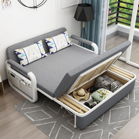 Sofá Cama Plegable Portátil con Estructura de Madera Maciza, Sofá Convertible de Tres Plazas, Sofá Cama para Sala de Estar