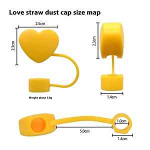 Tapón de Pajita de Goma Suave de 10 mm con Diseño de Corazón 3D Estéreo, Accesorio Universal para Bebidas con Hebilla Decorativa, Adornos para Pajitas - Product Image 2
