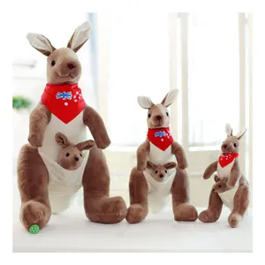 Stock 32cm 45cm 55cm 65cm cute stuffed animal plush doll Australia flag bib soft kangaroo plush toy with embroidery for baby