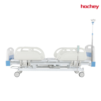 Lit électrique compact HOCHEY à trois fonctions, réglable avec poteau IV et barre de sécurité pour clinique, usage domestique et soins aux patients