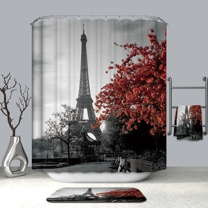 Rideau De <span class=keywords><strong>douche</strong></span> imperméable pour salle De bain, tissu uni, tour Eiffel, Paris, chic - Product Image 6
