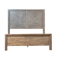 Antiker Stil Massivholz Holz Plattform Bett rahmen Queen King mit Kopfteil