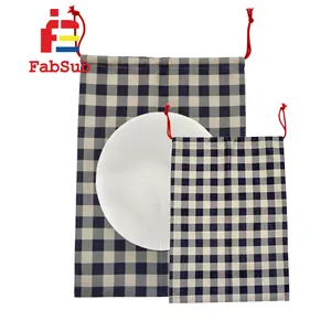 Kerst Decoratie Drawstring Tas Blanks Sublimatie Linnen Tassen Buffalo Plaid Kerst Santa Zakken Voor Aangepaste Afdrukken