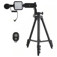 Smartphone kamera fotoğraf stüdyosu Video kayıt çevrimiçi canlı akış mikrofon LED ışık Tripod standı uzaktan deklanşör kiti