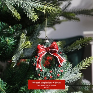 Ensemble d'ornements de Noël en plastique peints : <span class=keywords><strong>voiture</strong></span>, camion, tambour, <span class=keywords><strong>canne</strong></span> à sucre, <span class=keywords><strong>arbre</strong></span>, couronne, décorations suspendues - Product Image 4