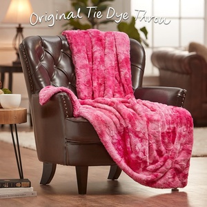 Tie Dye fausse fourrure jeter couverture Super doux confortable 230gsm Sherpa jeter couverture polaire floue <span class=keywords><strong>rose</strong></span> couvertures pour canapé canapé-<span class=keywords><strong>lit</strong></span> - Product Image 3