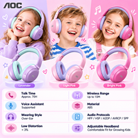 Headphone Nirkabel AOC OEM untuk Anak, Over-Ear dengan Driver Dinamis 40mm, Headset Stereo untuk Anak Perempuan, PC, Ponsel, Perjalanan, Hadiah
