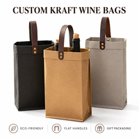 Sacs à vin en papier kraft personnalisés CC avec poignées plates, emballage cadeau écologique pour les commandes de marques en gros et les approvisionnements en vrac
