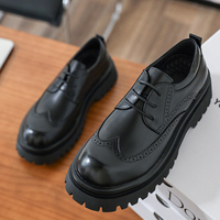 Mocassins à lacets pour hommes, à semelle épaisse de 4 cm, rehaussant la taille, motif brogue, bout rond, durables, de bonne qualité, chaussures habillées robustes