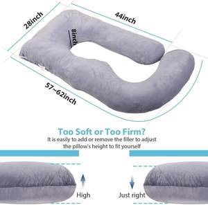 Oreiller complet en forme de J pour femmes enceintes Housse en velours Oreiller de maternité gris Techniques tissées pour le confort Soutien à la <span class=keywords><strong>grossesse</strong></span> - Product Image 5