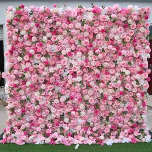 Dimensioni personalizzate 3D rosa bianco peonia rosa muro fiore artificiale 8ft x 8ft sfondo ortensie pannello
