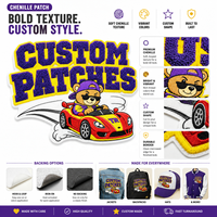 Patchs thermocollants personnalisés en PVC caoutchouté avec lettres brodées en dentelle chenille 3D de 8 cm pour sweats à capuche, sweats et chapeaux