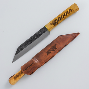 มีดไวกิ้ง Seax คุณภาพสูงแบบกำหนดเอง ใบมีดเหล็กคาร์บอนสูง 59-60HRC ด้ามเหล็ก 8.5 ซม./20 ซม. มีดแคมป์ปิ้ง DIY รับผลิตแบบ OEM - Product Image 3