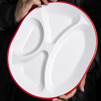 Assiette en plastique ovale à quatre compartiments, moderne et simple, pour restaurant de restauration rapide, cantine scolaire