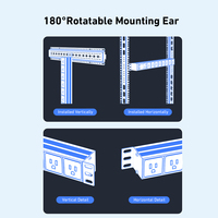 Unidad de Distribución de Energía (PDU) Industrial de 1U y 8 Tomas de Corriente Estadounidenses, de Aleación de Aluminio de 19 Pulgadas, con Enchufe Americano de 125V, para Rack, 2M, 15A, para Gabinete