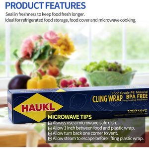 Film alimentaire Haukl 12 po x 1000 pi sans BPA, qualité alimentaire PE, compatible micro-ondes, pour cuisine et réfrigérateur - Product Image 5