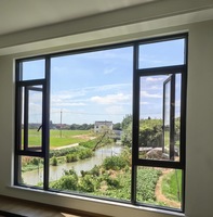 Ventanas Modernas Personalizadas de Apertura Abatible y Giratoria, Ventanas de Vidrio con Rotura de Puente Térmico de Alta Eficiencia Energética, Ventanas Corredizas de Aleación de Aluminio
