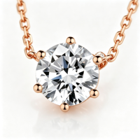 Collier pendentif solitaire tendance en promotion avec diamant de laboratoire serti à six griffes