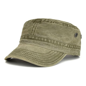 Yüksek Kaliteli Yıkanmış Pamuklu Vintage Orta Boy Kadet Şapkası Erkekler İçin Açık Hava Taktiksel Ayarlanabilir Düz Tepeli Özel Logo Tasarımlı - Product Image 2