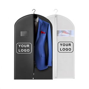 Housse anti-poussière en tissu non tissé neuve avec fenêtre transparente, housse de costume pliable, sacs anti-poussière personnalisés, sac de vêtement de luxe avec logo - Product Image 1