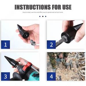 Brocas divisoras de madera de 6 uds., herramientas, cono de división, broca para troncos de leña con mango de <span class=keywords><strong>taladro</strong></span>, picadora de madera contra incendios - Product Image 6