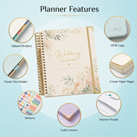 Carnet de planification de mariage personnalisé A5, couverture rigide, spirale, organisateur hebdomadaire et mensuel, journal d'impression pour la planification d'événements, vente en gros