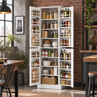 Buffet de rangement blanc à 4 portes en mélaminé pour cuisine, salle à manger, meuble de maison - Vente en gros
