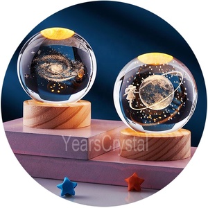 Esfera de Luz Nocturna Transparente de Cristal, Bola Luminosa con Forma de <span class=keywords><strong>Luna</strong></span>, Bola Rebotante de Astronauta, Arte 3D de Galaxia, Forma Rectangular - Product Image 2