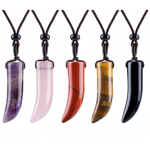 Collar al por mayor de 38 mm con colgante de piedra preciosa de cristal natural en forma de cuerno, amuleto de piedra curativa, regalo para <span class=keywords><strong>un</strong></span> <span class=keywords><strong>amigo</strong></span> - Product Image 1
