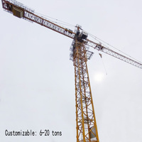 Tower Crane QTZ200 Berkualitas Tinggi Merek Cina, Tipe Flat-top Self-elevating 8-10 Ton, Tinggi Independen 60 Meter, L68B2, Dijual.