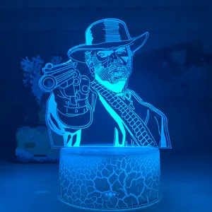 เกม Red Dead Redemption 2อะคริลิค3d สำหรับเกมตกแต่งห้อง Nightlight RDR2 Arthur Morgan รูป Led Night light TW-511