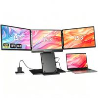 Nouveau Moniteur Quad Portable 2026 à Succès Commercial, Écran IPS 15,3 Pouces 1200P, 1 Câble pour 3 Écrans pour Ordinateur PC Windows/Mac