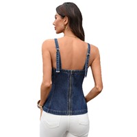 Débardeur en jean Y2K pour femme, col carré, bretelles réglables, fermeture éclair au dos, style corset, coupe ajustée