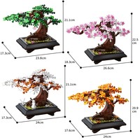 Funbuild Decor Ensemble de blocs de construction Arbre en pot Quatre Saisons, Jouets de construction DIY pour enfants, Petits arbres feuillus en briques