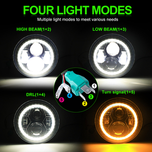 Faro redondo Led para motocicleta, luz de giro de Ojos de Ángel DRL, Halo, RGB, 50W, 7 ", aprobado por Dot, E9, para coches y Jeep - Product Image 2