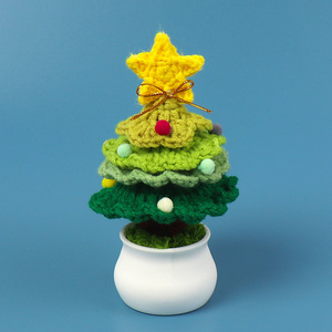 Decoraciones para árboles de Navidad de ganchillo hechas a mano, gasa de tela, pequeños regalos de escritorio, plantas en maceta, ramos de flores artificiales DIY - Product Image 2