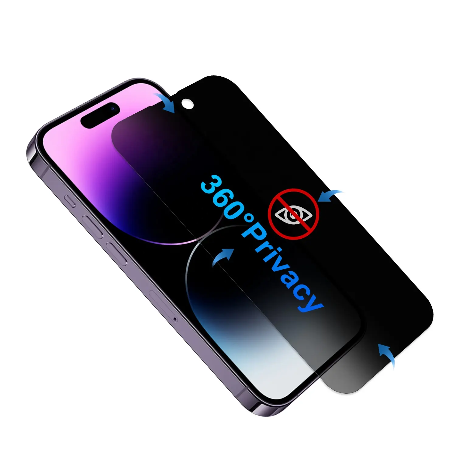 Anti-Spy vetro temperato a 360 gradi di supporto viso ID HD chiaro tocco liscio Anti-Shock per iPhone 14 Pro 14 Pro Max