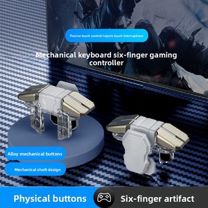 Manette de <span class=keywords><strong>jeu</strong></span> mobile mécanique à six doigts, boutons d'épaule de <span class=keywords><strong>jeu</strong></span> L1 R1 à clic sensible, pour jeux FPS sur téléphone portable - Product Image 3
