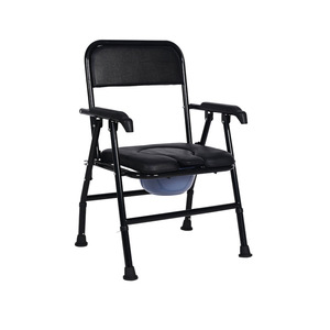 Silla de Inodoro Plegable Morning Rise de Acero al Carbono Negro con 5 Posiciones de Ajuste para Uso de Personas Mayores - Product Image 1